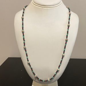 Bead Necklace with Authentic Silver Details